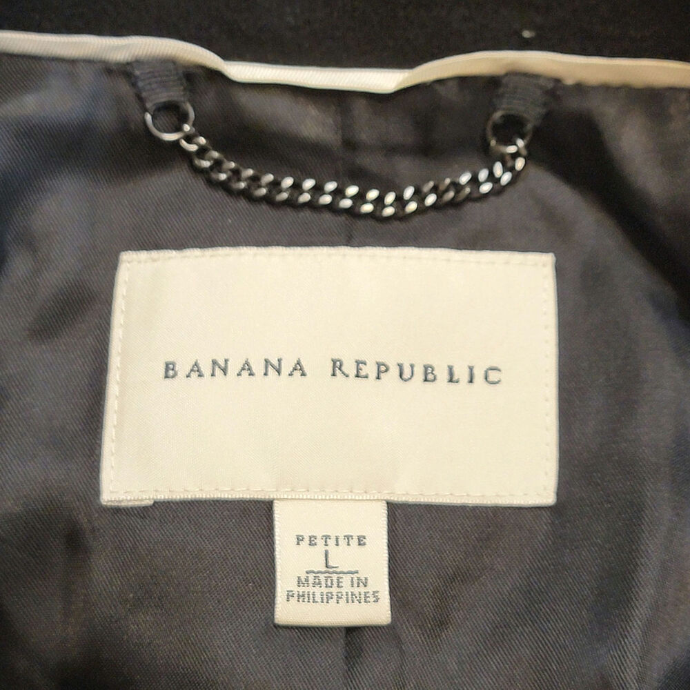 Banana Republic Wool Double Breasted Princess Coat Black Mid Length PL Classic - Picture 14 of 16